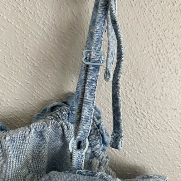 American Eagle Tank Top Size Medium Denim Boho Cropped NWT Ruffle - Picture 6 of 7